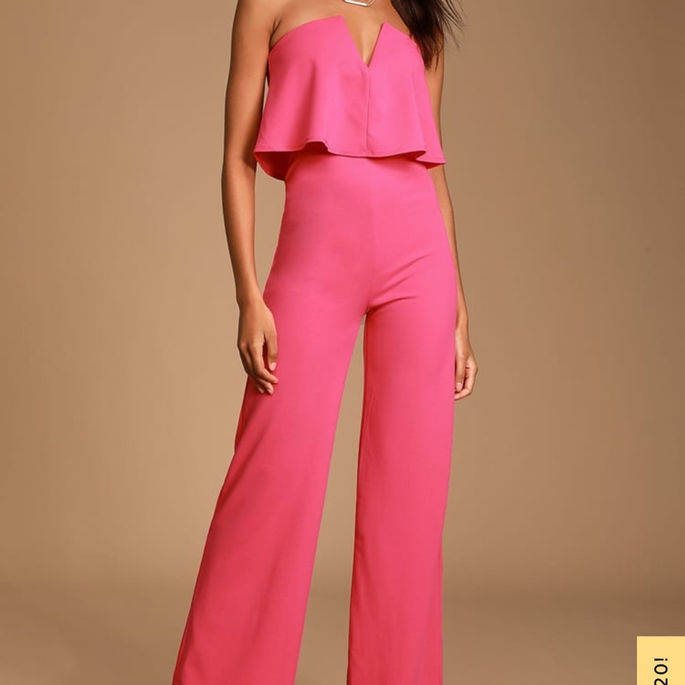 Lulus Bright Pink Sleeveless Jumpsuit